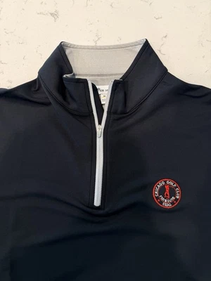 Men’s Peter Millar Golf 1/4 Zip. Chicago Golf Club. Medium. Black. Great. - Image 1 of 4