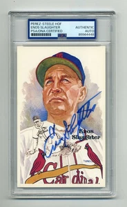 BEAUTIFUL ENOS SLAUGHTER AUTOGRAPHED PEREZ STEELE POST CARD - PSA/DNA SLABBED - Picture 1 of 1