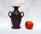 Vintage Double Handle Ribbed Metal Vase Home Accents Decor
