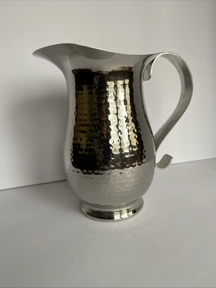 Godinger Silver Hammered Pitcher Model 91783 Stainless Steel Quiet Luxury - Image 1 of 4