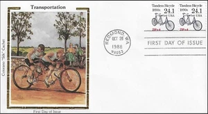 Tandem Bicycle Bike Race 1890s Redmond WA Unaddressed USA Colorano Silk FDC 1988 - Picture 1 of 1