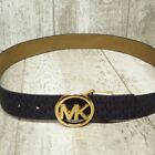 Michael Kors Mens Gold Logo  Faux Leather Belt Size 32-38
