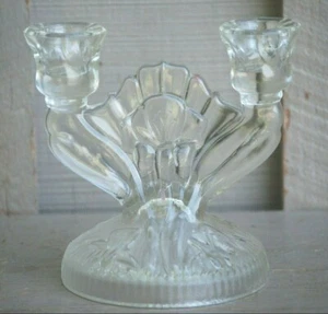 Jeannette Depression Candlestick Candle Holder Iris Pattern Vintage 1928 ~ 1932 - Picture 1 of 5