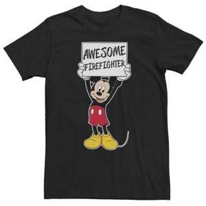 DISNEY Mickey Mouse Awesome Firefighter Tee 5XL Black T-Shirt Chest: 62" Mens - Picture 1 of 6