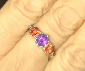 Gemporia/Gems TV Mongolian Andesine & Amethyst Ring Size O-O 1/2 - Picture 1 of 7
