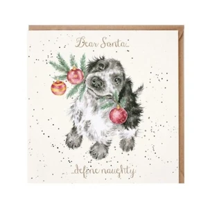 Tarjeta de Navidad Dog Define Naughty - Lindo diseño ilustrado de Navidad por Wrendale - Imagen 1 de 2