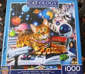 1,000 Piece Jenny Newland Art Puzzle Catology "Sally + Judith " 25" x 25" - Picture 1 of 4