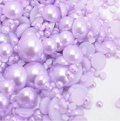 800 Pcs Lavender Flatback Half Faux Pearls Beads DIY Crafts Nail Art - Image 1 of 2