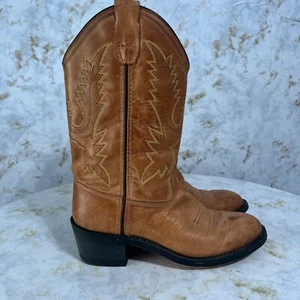 Old West Youth Kinder Größe 3,5 Schuhe braun Leder Roper Western Cowboystiefel - Bild 1 von 12