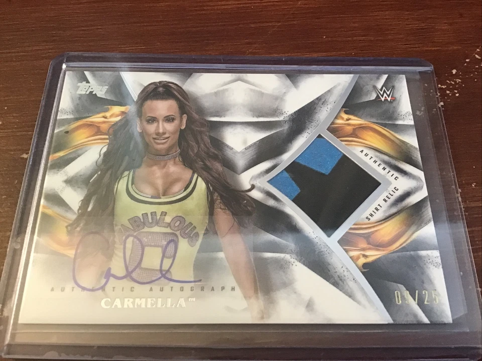 Carmella 2019 Topps WWE Undisputed Shirt Relics Blue 09/25 #UAR-CM Auto - Image 1 of 1