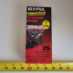 Bes Pak ZipperSeal Freezer Bags Vintage Pint Size (25) - Picture 1 of 8