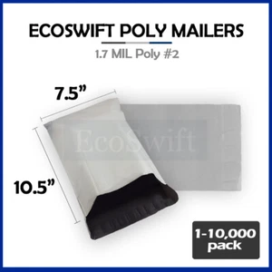 1-10000 7.5x10.5 "EcoSwift" Poly Mailers Envelope Plastic Shipping Bags 1.70 MIL - Picture 1 of 5