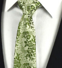 Moss Silk Mens Tie Sage Green Wedding Silver Thread Floral Paisley 503 c1 UK