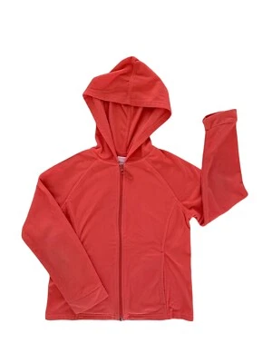 Chaqueta polar ligera J. Caqui con capucha bolsillos con cremallera coral naranja niñas talla M Foto 1 de 4