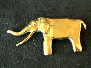 EUC Anne Dick Marked 1.75" Bright Yellow Gold Tone Elephant Brooch Pin - Picture 1 of 4