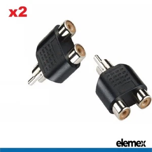 2x RCA Y Splitter AV Audio Video Plug Converter 1 Male to 2 Female Cable Adapter - Bild 1 von 3