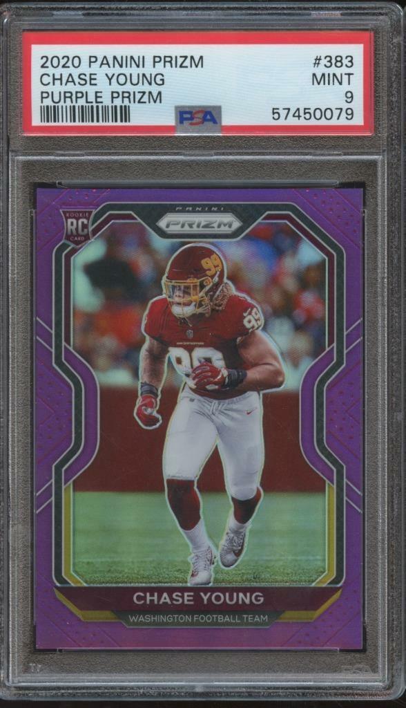 2020 Panini Prizm CHASE YOUNG #383 RC Rookie Purple /125 PSA 9 Mint RB04