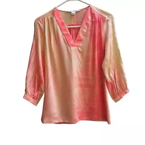 Diane Bon Furstenberg Cahil Gray Silk V-Neck Top Ombre Top Sz 0 Womens - Picture 1 of 7