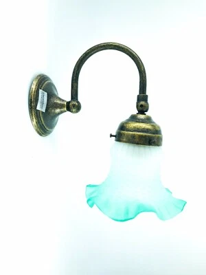 ARTERAMEFERRO Antique Brass Adjustable Wall Sconce with White Green Glass E14