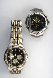 Relic Watch Men Silver Gold Stainless St WR Batt Date Chrono Quartz NON WORKING - Picture 1 of 5