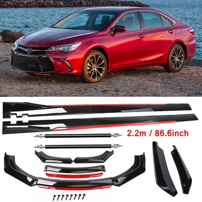 For Toyota Camry 00-17 Front Bumper Lip Spoiler Splitter Side Skirt Glossy Black - Imagem 1 de 4