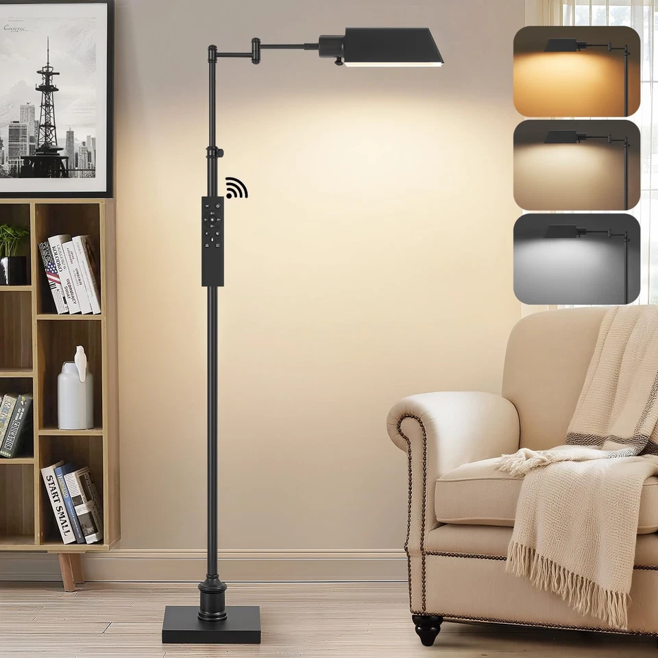 Traditional Height Adjustable Pharmacy Floor Lamp with 350° Swing Arm, 3 Colo... - Image 1 of 4