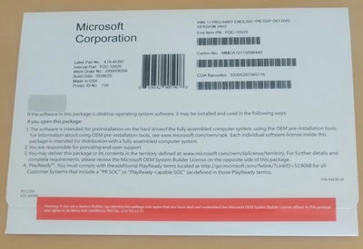 Win 11 Pro 64-Bit DVD + Genuine License Key Free Next Day Ship - Image 1 of 2