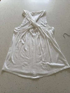 Lululemon & go Everywhere? White Cotton Lululemon Twist Back Tank Top Size 12 - Picture 1 of 8