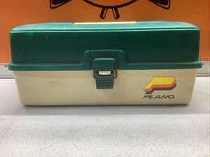 Vintage Plano Fishing Tackle Box #4100 Rare Green over Tan U.S.A. ๐บ๐ธ - Picture 1 of 8
