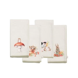 Wrendale Designs Set of 4 Illustrated Woodland Design Fabric Napkins Dining - Picture 1 of 6