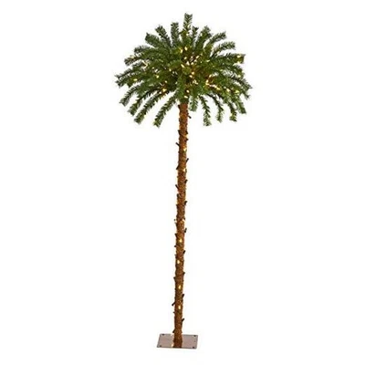 . Christmas Palm Artificial Tree with 150 Warm White LED Lights 5ft Green - Image 1 of 4