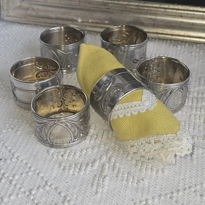 Argento 800  6 Portatovaglioli Vintage - Immagine 1 di 4