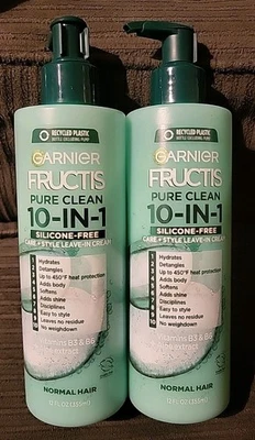 (2) Garnier Fructis Pure Clean 10IN1 Leave-In Cream 12oz - Image 1 of 3