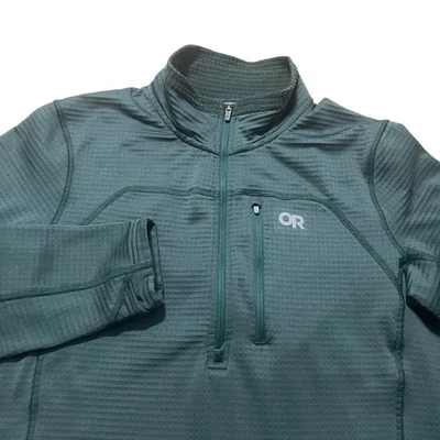 Outdoor Research Vigor Grid Fleece Half Zip Pullover Mens Medium Green Waffle - Image 1 of 4