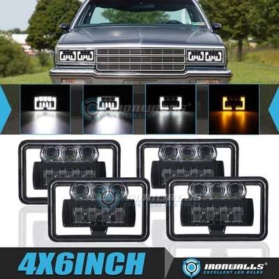 Faros LED altos/bajos DRL para Chevrolet Caprice 1977-1986 4 piezas 4x6" Foto 1 de 4
