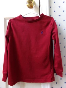 FLAW Boys RALPH LAUREN Off-Red T-Shirt 5 POLO 100% Cotton Solid Long Sleeve $45 - Picture 1 of 24