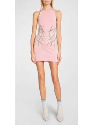 BALMAIN Womens Pink Lined Sleeveless Round Neck Mini Party Body Con Dress 40 - Image 1 of 3