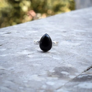 Navidad Ónice Negro Piedra Preciosa 925 Plata de Ley Hecho a Mano Anillo Todo - Imagen 1 de 3