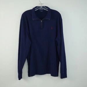Suéter Polo Ralph Lauren Azul Marino Oscuro Estate Costilla 1/4 Cremallera Cuello Algodón Talla XL Logo - Imagen 1 de 17