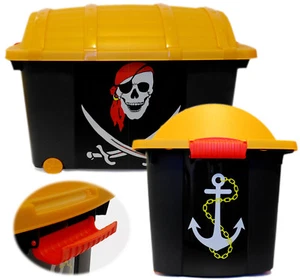 XXL Piratenbox Aufbewahrungsbox Pirat Truhe Schatzkiste Rollbox Box Schatztruhe - Bild 1 von 1