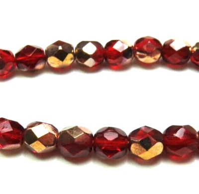 25 PIEZAS ~ ORO ROJO RUBÍ ~ 6mm FACETADO REDONDO ~ CUENTAS DE VIDRIO PULIDO AL FUEGO Foto 1 de 2