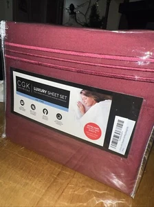 CGK Unlimited Luxury 4 Piece Sheet Set Hotel Deep Pocket Burgundy Calif King - Picture 1 of 4