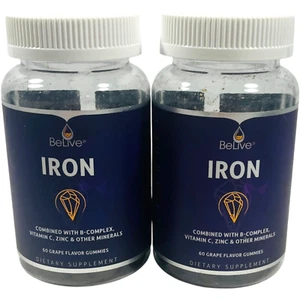 BeLive Iron Gummies + B Complex C Zinc - Grape - 60 Count - EX 03/25 - LOT of 2 - Picture 1 of 7