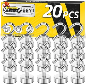 20 Pack Magnetic Hooks, 25Lbs Magnet Hooks Heavy Duty, Strong Magnetic Hooks Cru - Picture 1 of 12