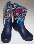 NWT Joules Navy/ COLORFUL FLORAL LEOPARD Molly Welly Rain Boots Women's 6 GREAT