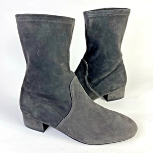 Stuart Weitzman sz 8 Raissa suede bootie ankle boot block heel gray - Picture 1 of 11