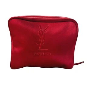 YSL Parfums Women's Red Makeup Perfume Toiletry Bag Zip Around - Picture 1 of 10