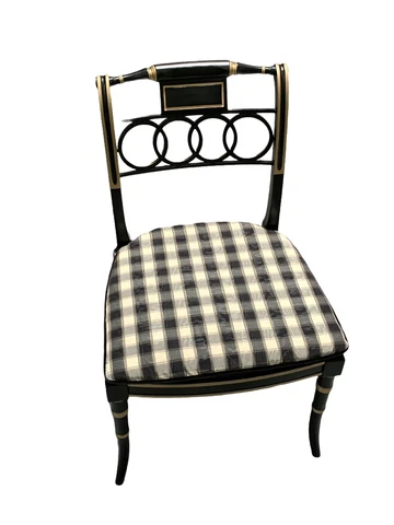 Baker Furniture Dining or Side Chair ~ English Regency Style ~ Black Lacquer Cover