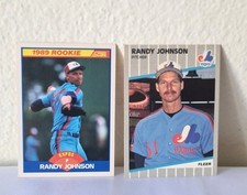 Set of 2 RANDY JOHNSON 1989 Montreal Expos Baseball Cards Fleer #381, Score #645