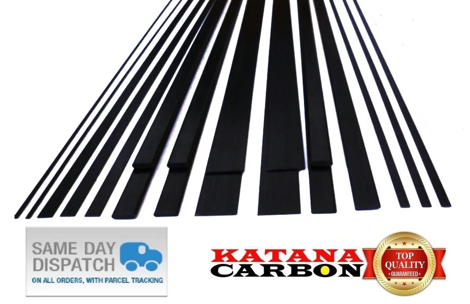 1 x Carbon Fiber Strip Pultruded 0.5mm Thickness x 3mm 5mm 10mm Width x 1000mm - Image 1 of 1